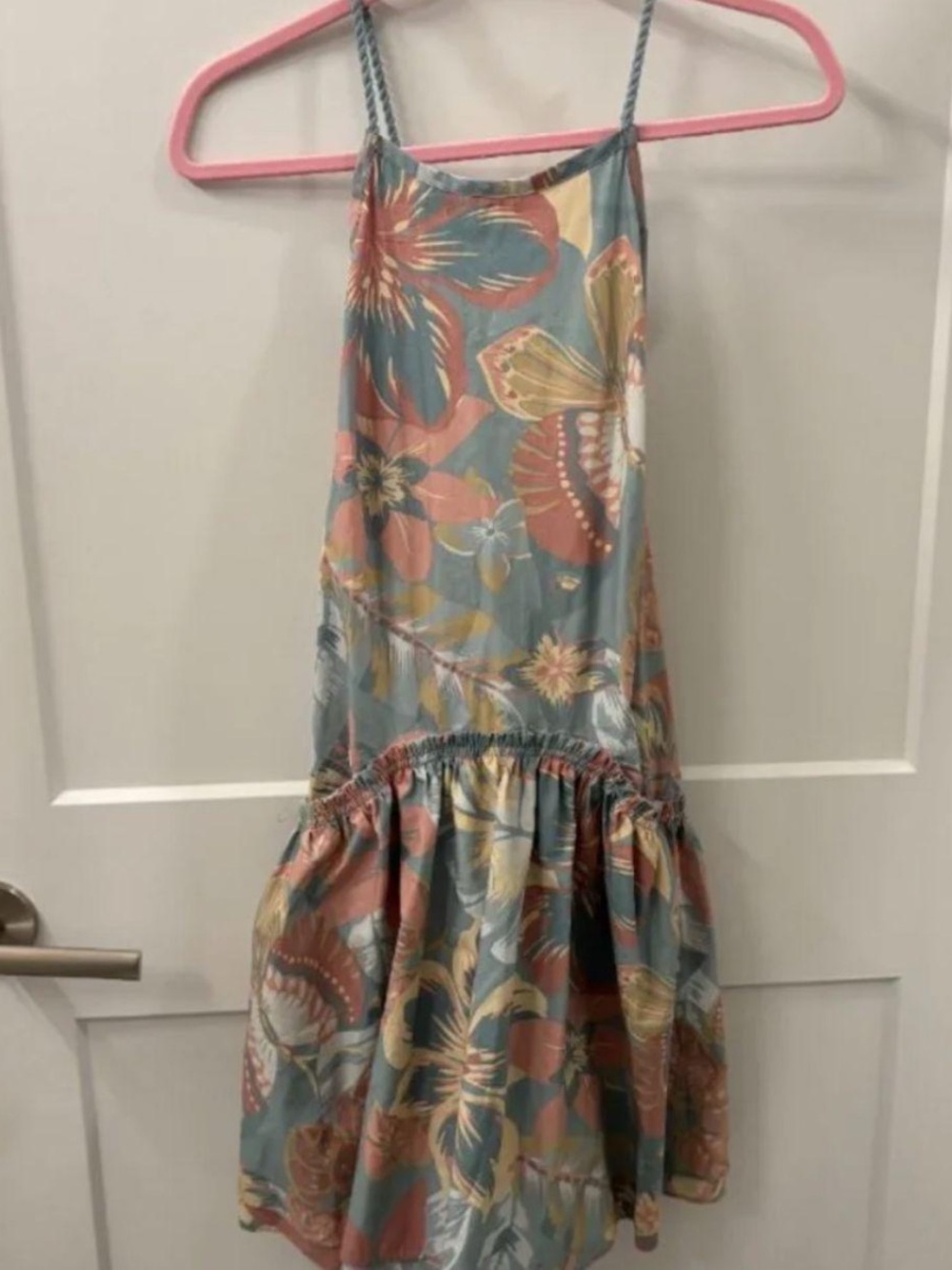 Free People Floral Midi Slip Dress in Pink & Blue